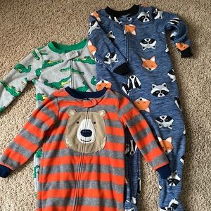 Three fleece footed pajamas